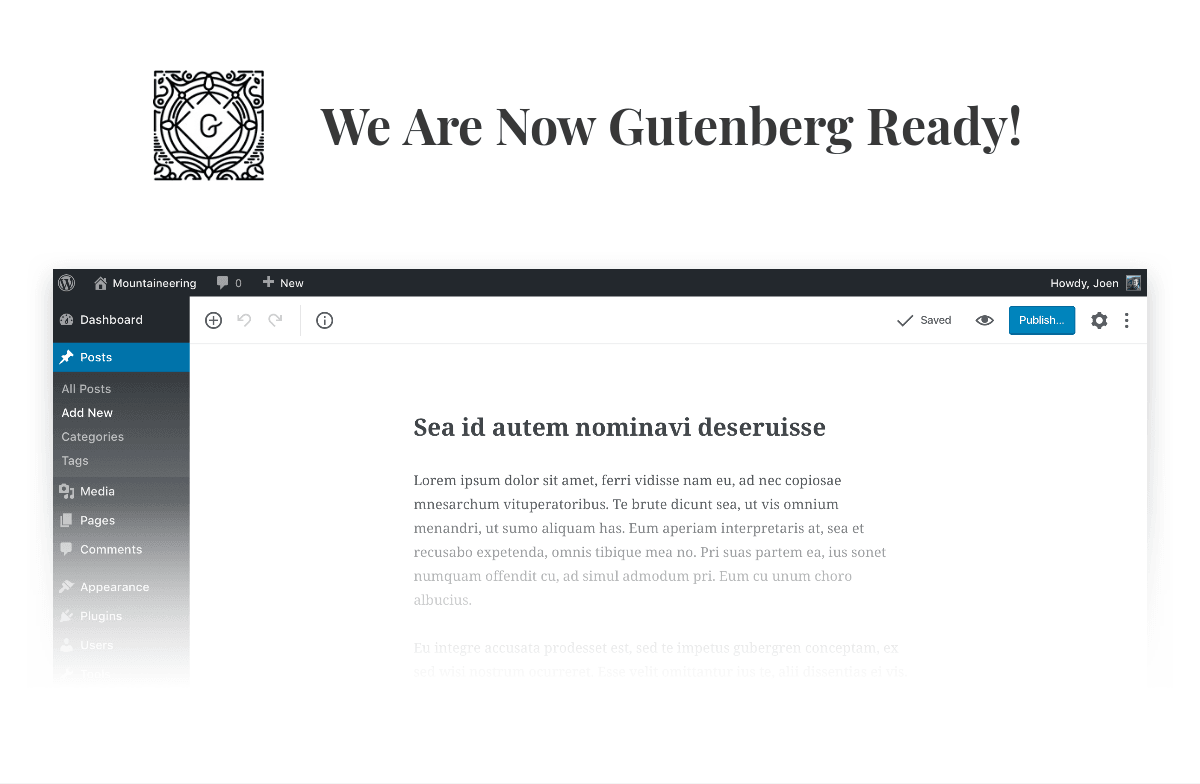 Gutenberg editor for WordPress